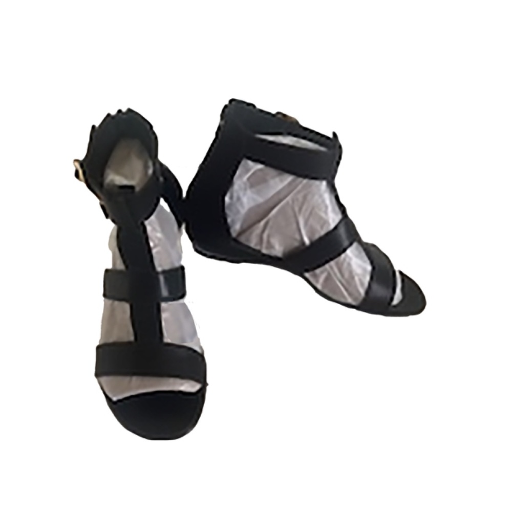 Nikos Made in Greece Ankle Wrap Black Leather Sandals